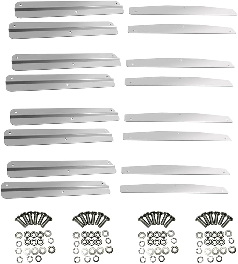 Universal Pair 24”X4” Mud Flap Weights Stainless Universal,w/3 Welded Studs Backing Plate,For Semi Truck Peterbilt Freightliner Kenworth Volvo Western Star Heavy Duty, Mudflap Mirrored Weights