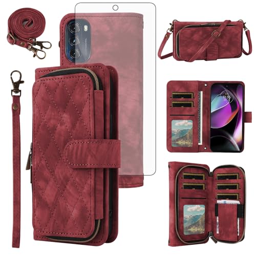 Coque Motorola Moto G 5G 2022 XT2213-3 antichoc avec étui portefeuille femme et vitre de protection