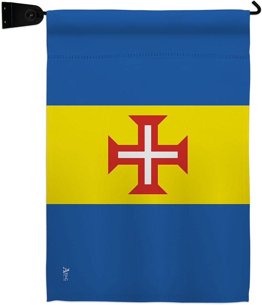 Madeira Garden Flag Set Wall Holder Regional Nationality Nation International World Country Particular Area Small Decorative Gift Yard House Banner Made In USA 13 X 18.5