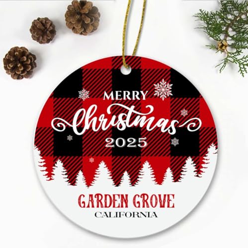 Merry Christmas Garden Grove California Ornament2025 - Xmas Holiday Keepsake for Decor Garden Grove CA Ornament Souvenir Gift Family Friends - New Home Ornament 3