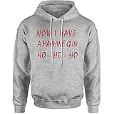 Hoodie Now I Have A Machine Gun Ho Ho Die Bruce Adult Large Heather Grey