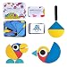 Wooden Pattern Blocks Shape Puzzle Tangram Color Sorting Stacking Game Wood Animal Jigsaw Preschool Montessori Brain Teaser STEM Gift for 3 4 5 Years Old Toddler Kid (60 Pattern Cards)