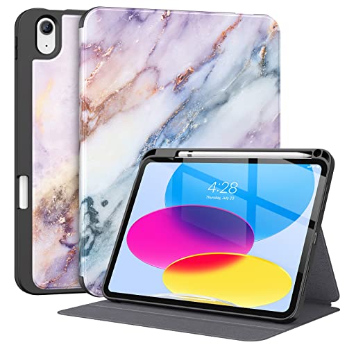 Supveco Case for iPad (A16) 11" & iPad 10th Generation 10.9",Marble Purple