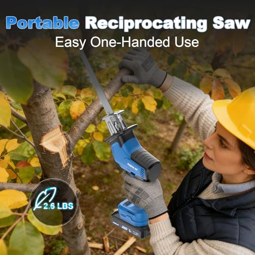 Image of NANWEI Cordless Reciprocating Saw, 20V Brushless Motor 3500RPM Variable Speed, 2x2.0Ah Batteries, Tool-Free Blade Change, LED Light, 6 Blades, Portable for Wood /Metal /PVC Cutting (2.0Ah Batteries)