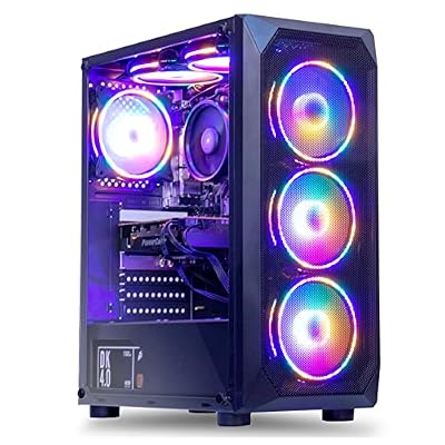MXZ Gaming PC Desktop Computer, AMD Ryzen 5 5600, RTX 4060Ti, 16GB DDR4, NVME 1 T SSD, 6RGB Fans, Win 11 Pro Ready, Gamer Desktop Computer(R5 5600| RTX4060Ti)
