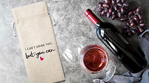 Image of Lesixur Pregnancy Announcement Wine Bags (1 Pack)- New Baby Announcement, Godmother, Godfather, Godparents, Grandparents, Aunt, Uncle Gift, Cotton linen Wine Gift Bag With Drawstring -A047