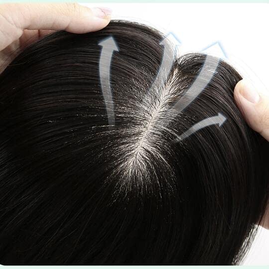 Miniatura 6 de MorningWigs Toppers para mujer 100% Remy pieza humana para mujeres 4.7 x 5.1 in base de seda completa recta para adelgazamiento del cabello pérdida