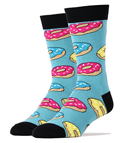 Oooh Yeah Socks ! - Mens Crew - Donut Magic Blu,Large