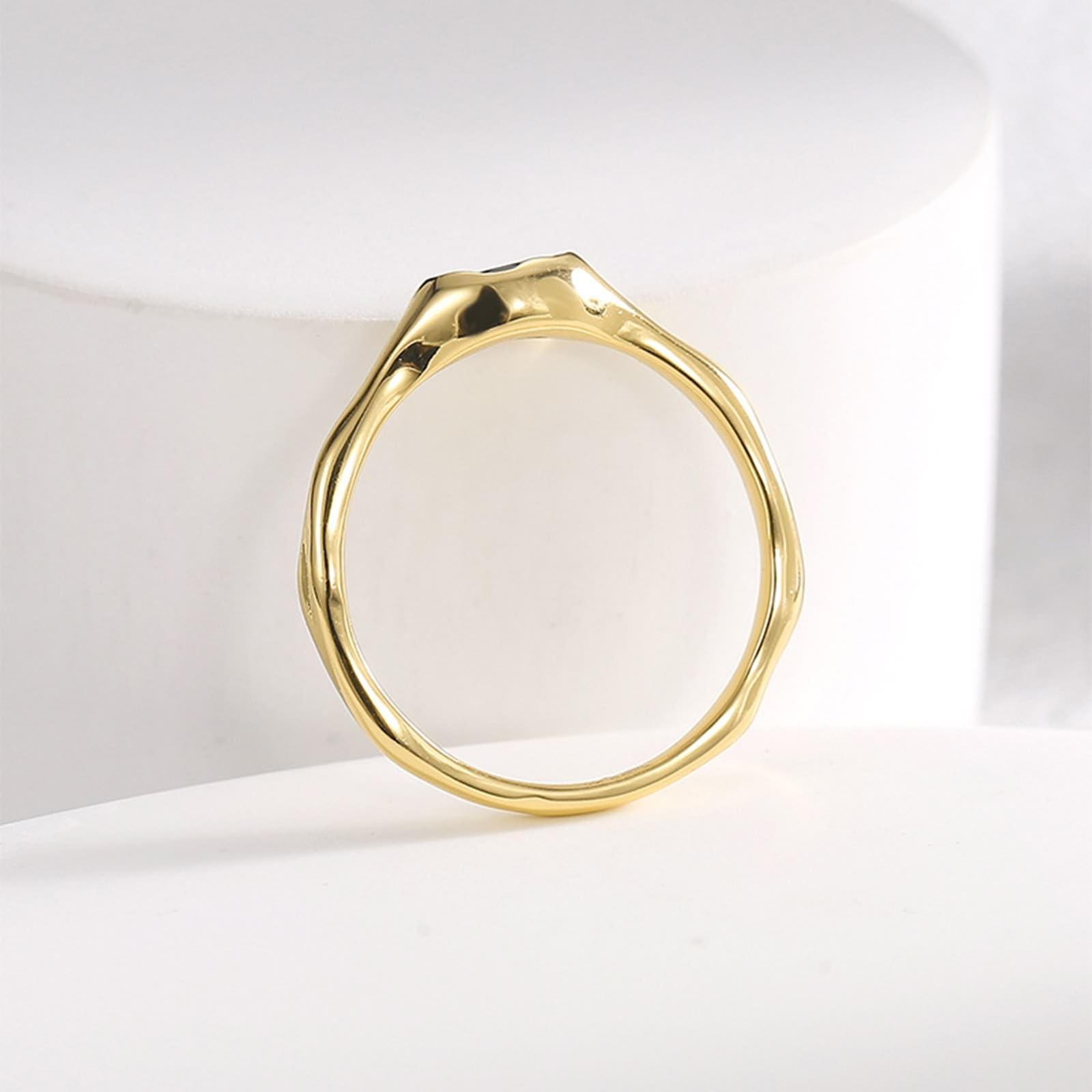KnSam Gelbgold Au375/ 585/750 Verlobungsring, Solitär Klassiker Solitärring mit Achat (Ovalschliff Schwarz), 9K/14K/18K Gold Trauringe Echt, Gr.47-65