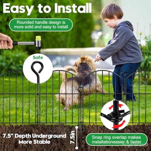 Decorative Garden Fence 17in (H) x25ft (L), Arched Rustproof Metal No Dig Fence for Dogs & Rabbit, Ornamental Animal Barrier for Flower Beds, Border Panels Fencing for Yard & Patio Outdoor Decor by HEYRSUN - Used condition - Image 4