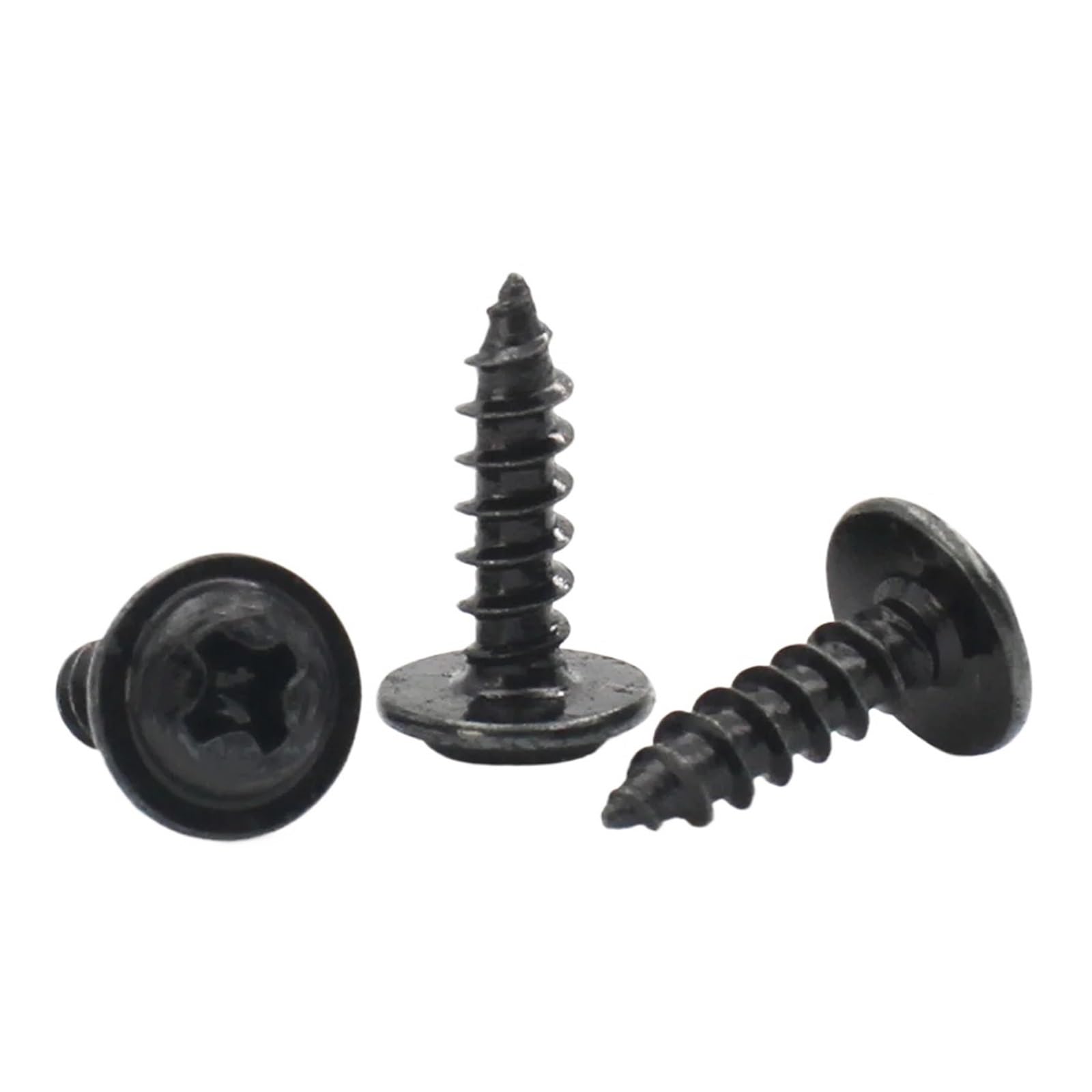 viti autofilettanti, 100/200 pezzi Mini viti autofilettanti a testa tonda con croce in acciaio al carbonio nero M2 .3 .6 PWA rondella(3mm,M2.6 (100pcs))