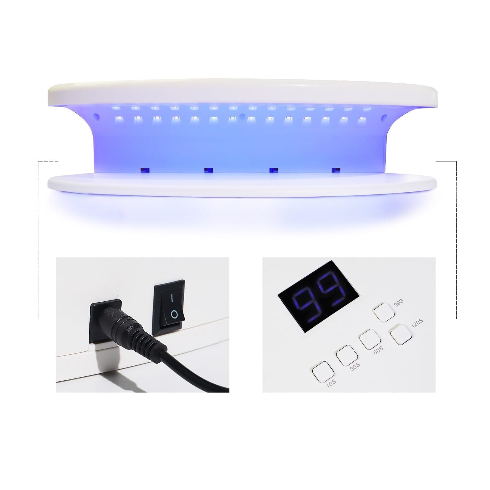 Lampa UV do paznokci, Lampa LED UV do paznokci 96 LED Suszarka do paznokci UV LED Lampa do paznokci o dużej mocy Maszyna Ekran LCD Inteligentny czujnik o dużej pojemności Pro Utwardza ​​wszystkie żele