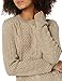 Cable Stitch Women's Mixed Cable Knit Sweater - Classic Fit Crewneck Long Sleeve Shirred Shoulder Pullover Top (Medium, Taupe)