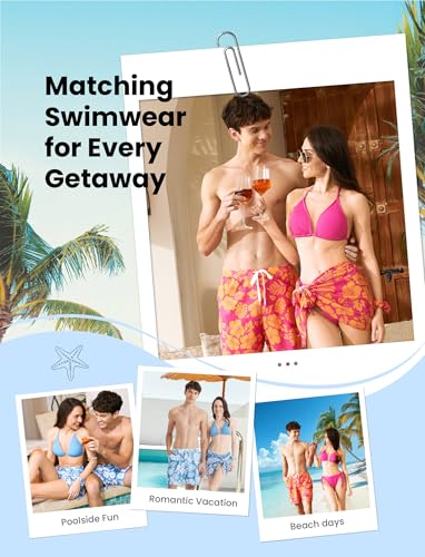 PATPAT Matching Swimsuits for Couples - Spaghetti Strap Bikini Set or Swim Trunks Bathing Suits Hawaiian Beach Swimwear2