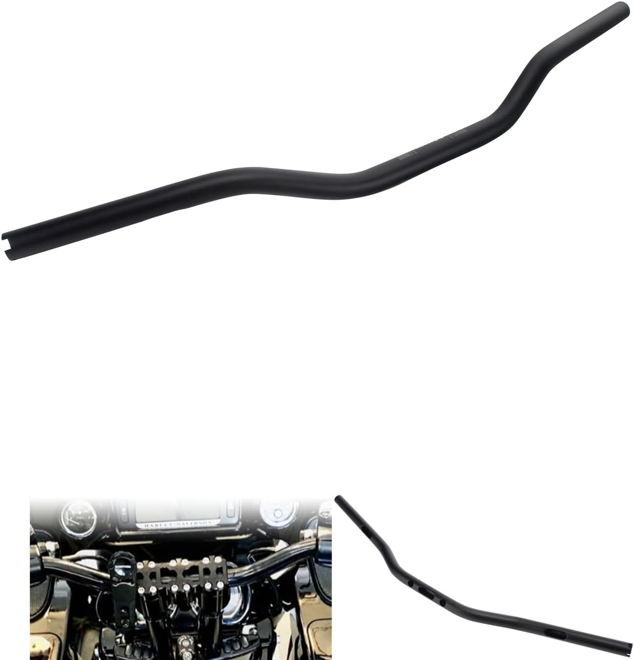 1" (25.4mm) Club Style Moto Bars –CNC Aluminum Handlebar 32" Width for Harley Dyna Low Rider FXDLS Fat Street Bob FXDF FXDB FXBB Sportster (Black)