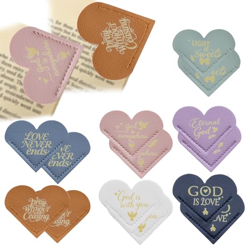 Leather Heart Bookmarks Set