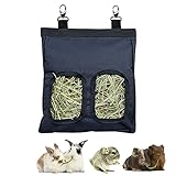 RIOUSSI Guinea Pig Hay Feeder, Hanging Rabbit Hay Feeder Bag for Guinea Pigs Bunnies Chinchillas. Pure Black