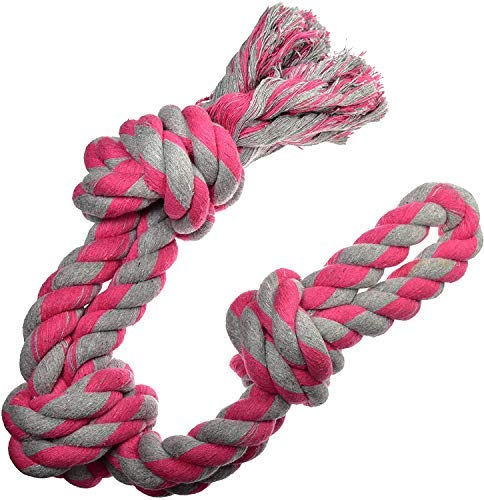 Pet Guard Combo Pack Extra Durable Nearly Indestructible Heavy Duty Washable Cotton Chew Rope Dog Toy Large for Aggressive chewers (3Knot Heavy Rope+ 4 Knot Rope) (B09CGP115B) Amazon Price History, Amazon Price Tracker
