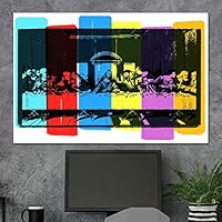 SIGNWIN Framed Canvas Wall Art The Last Supper with Neon Color Graffiti & Street Art Famous People Pop Art Modern Urban Multicolor for Living Room, Bedroom, Office - 12x18 inches