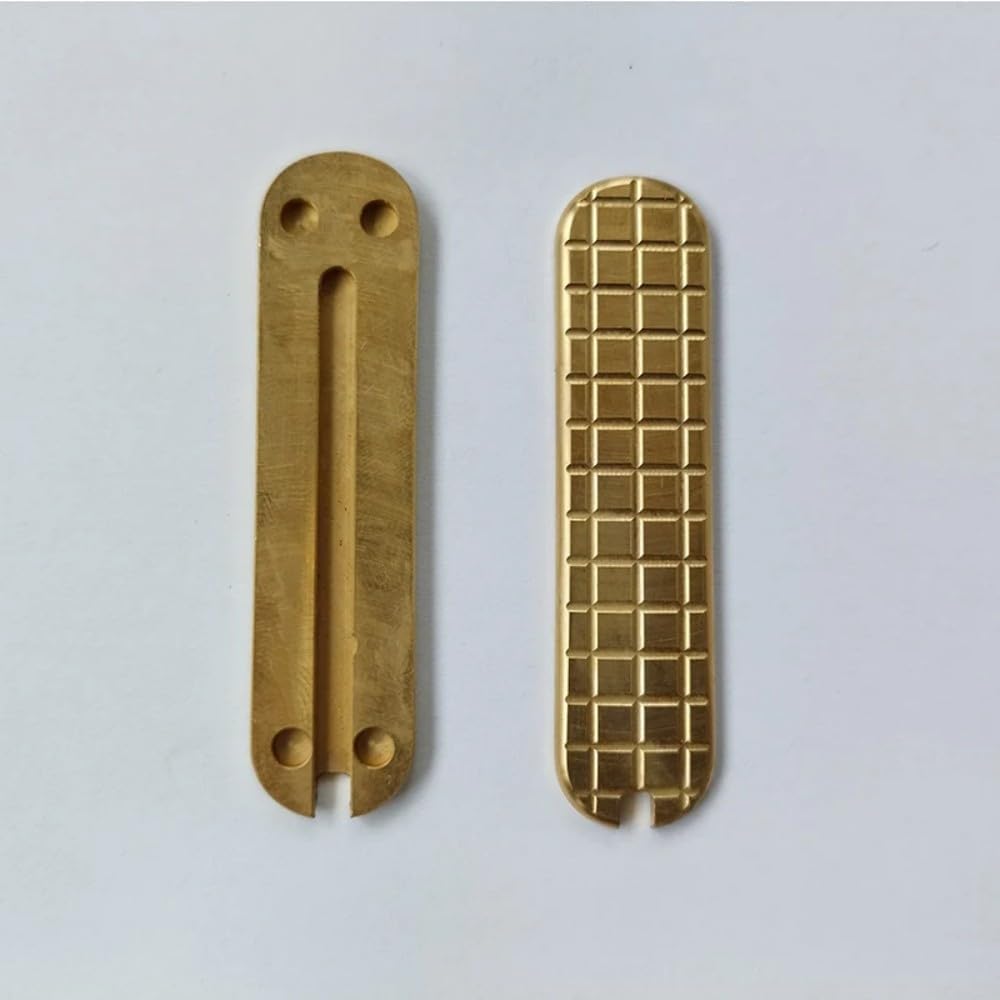 1 Pair Solid Brass Handle Scales Handles Patch DIY Tool Replacement Grips Fit for 58mm Victorinox Swiss Army Knife (A)