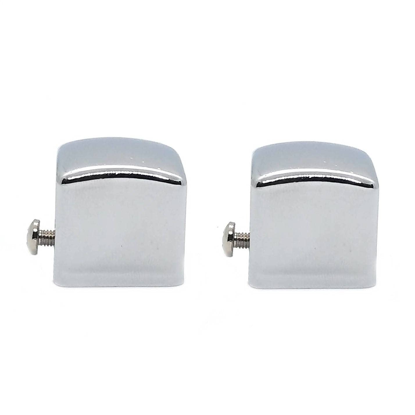 FAPBADRISimple Curtain End Caps/Finials for a 1 inch Pipe/Rod, Colour - Silver Glossy Square, 6 Pieces