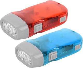 LED Hand Power Flashlight Mini 2 Pcs Shake Hand Crank Flashlight Emergency LED Light Flashlight for Outdoor Activities