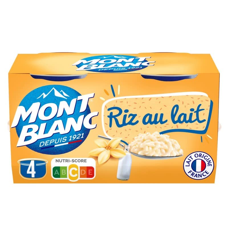 MONT BLANC - Riz Au Lait Français Onctueux - 500g - Dessert Gourmand À Déguster À Tout Moment De La Journée ! - Lot De 3 - Vendu Par Lot