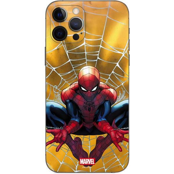 Skinit Decal Phone Skin Compatible with iPhone 12 Pro - Officially Licensed Marvel Spiderman Web Shooting Design