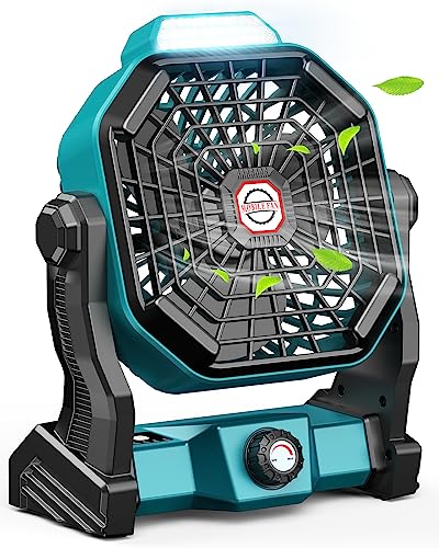Image of Camping Fan with LED Lantern, 10400 mAh 9 Inch Rechargeable Battery Powered Fan with 270 °Head Rotation, Stepless Speed and Quiet Battery Operated Tent Fan for Picnic, Barbecue, Fishing, Travel, Home