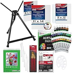 U.S. Art Supply 60-Piece Deluxe Artist Acrylic Painting Set with Aluminum Tabletop Easel, 24 Acrylic Paint Colors, 22… U.S. Art Supply 60-Piece Deluxe Artist Acrylic Painting Set with Aluminum Tabletop Easel, 24 Acrylic Paint Colors, 22…