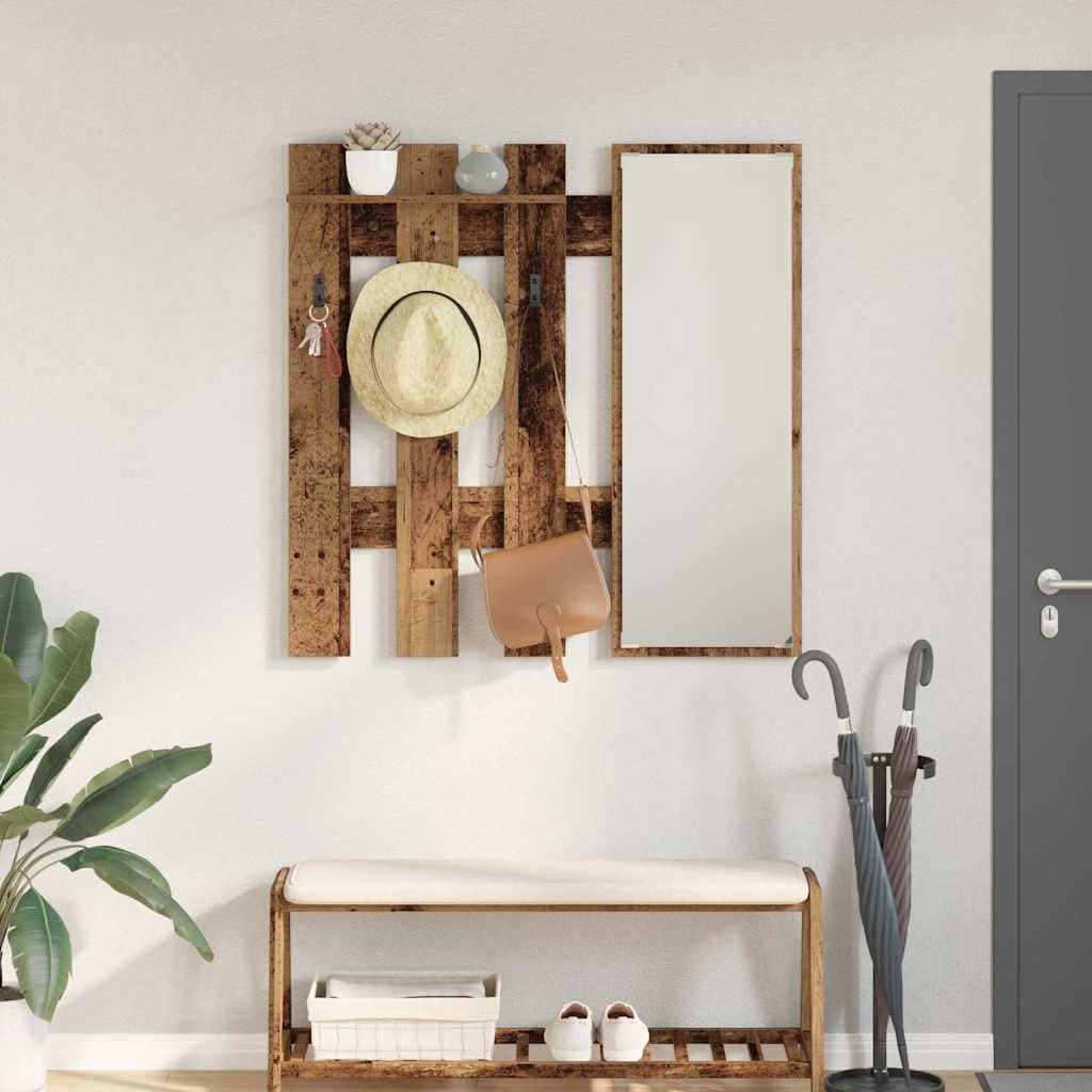 Wandmontierter Garderobenständer aus Holzwerkstoff in Altes Holz - Modernes Design, Robust und Langlebig für Flur, Wohnzimmer und Schlafzimmer