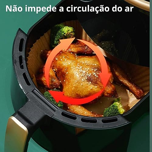 Kit 100 formas folhas de papel descartável antiaderente para Air Fryer Fritadeira Elétrica