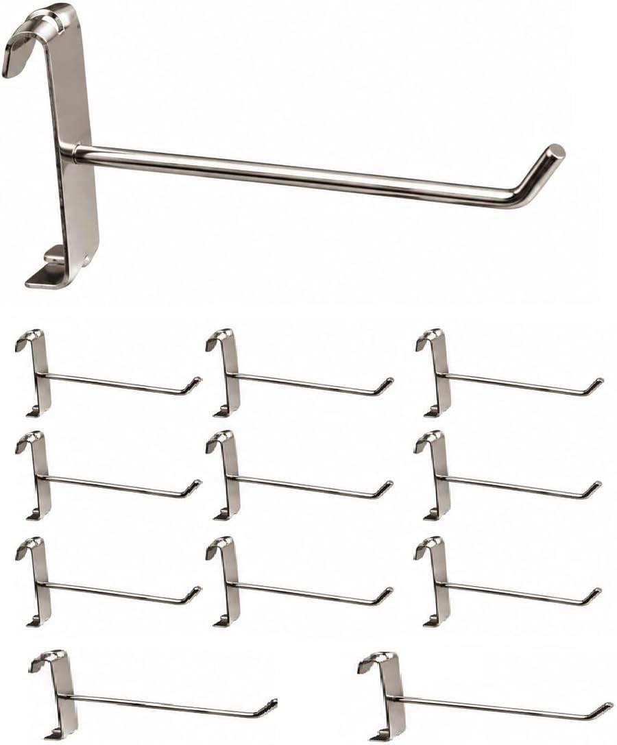 Q1 Beads 12 Pcs 4 inch Stainless Steel Gridwall Panel/Mesh/Jali/Grid Display Hook Hanger for Showroom, Mobile Shops,Supermarket Hanging in Garment & Grocery Shops etc.(Chrome) (4 inches)