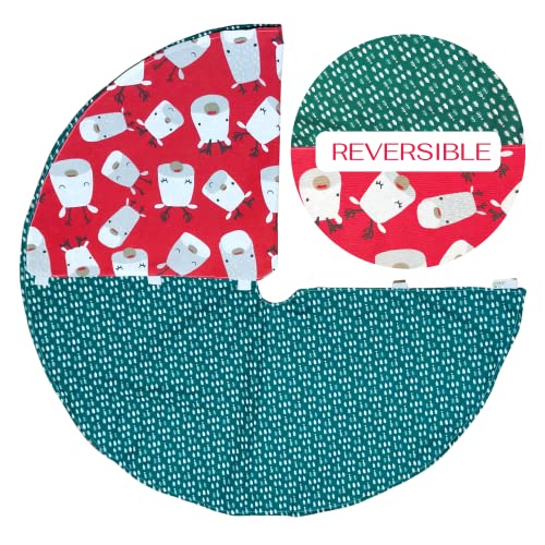 Falda Arbol Navidad -faldon Arbol Navidad - Base Arbol Navidad Tela - Cubre Arbol Navidad Reversible 80 Cm Decoracion Navidad (PIE DE ARBOL Renos) Cover