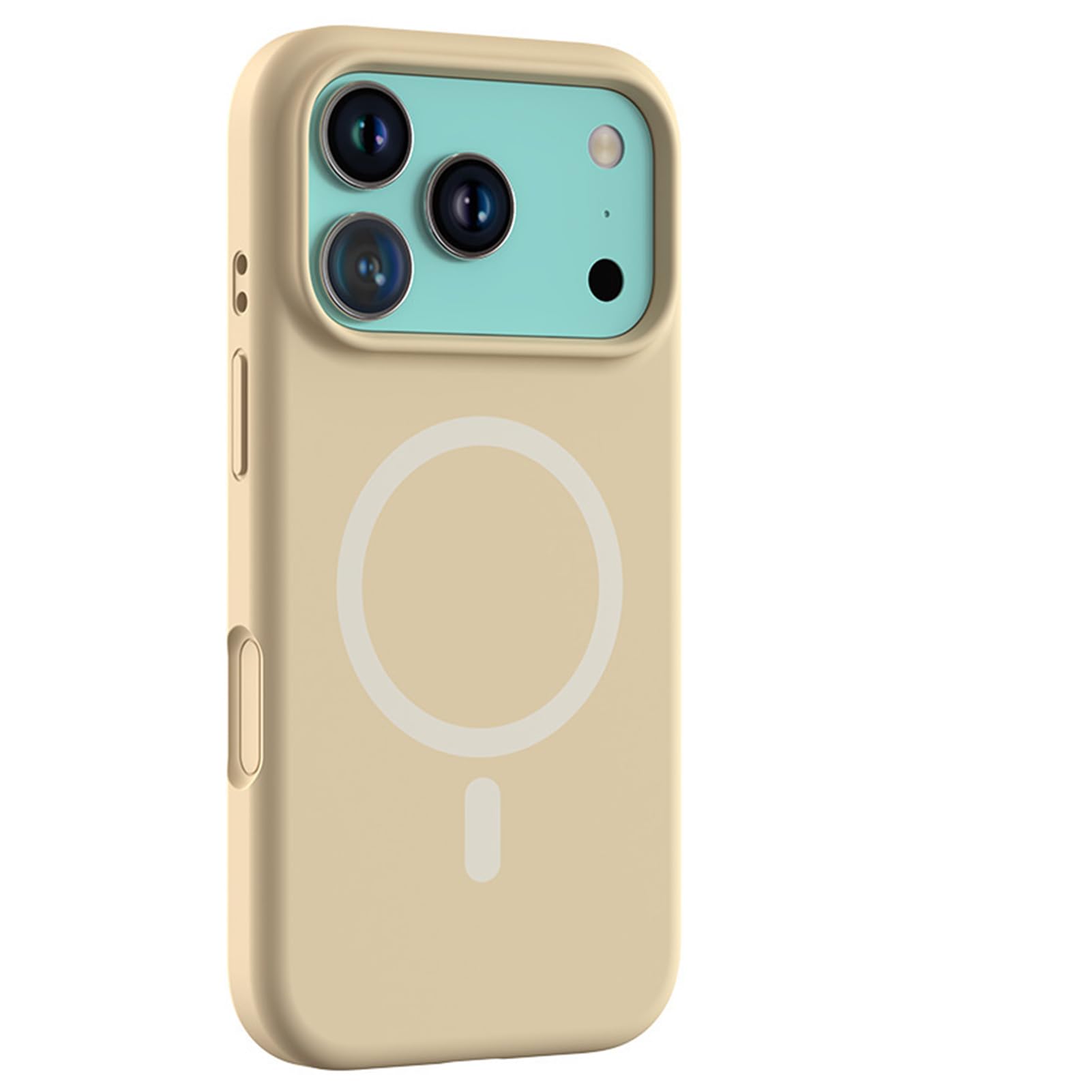 Coque iPhone 17 Pro Max magnétique silicone liquide beige pour éviter rayures et chutes