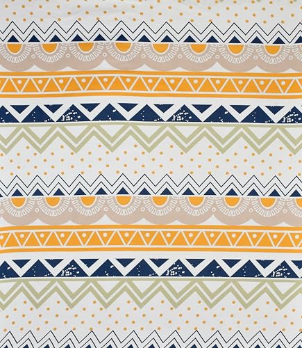 Image of NHD HOME 180 TC Presents Glace Cotton Single Bedsheets(Size-90 X 60 Inch) with 1 Pillow Covers(Size-18 X 28) Zigzag, White Rust and Blue