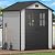 DWVO 6x4.4 FT Outdoor Storage Shed, Plastic Garden Tool Shed with 2 Windows, Double-Wall Outside Shed for Lawn Mower, Garden Tool for Backyard, Patio, Lawn, Lockable, Grey & Black