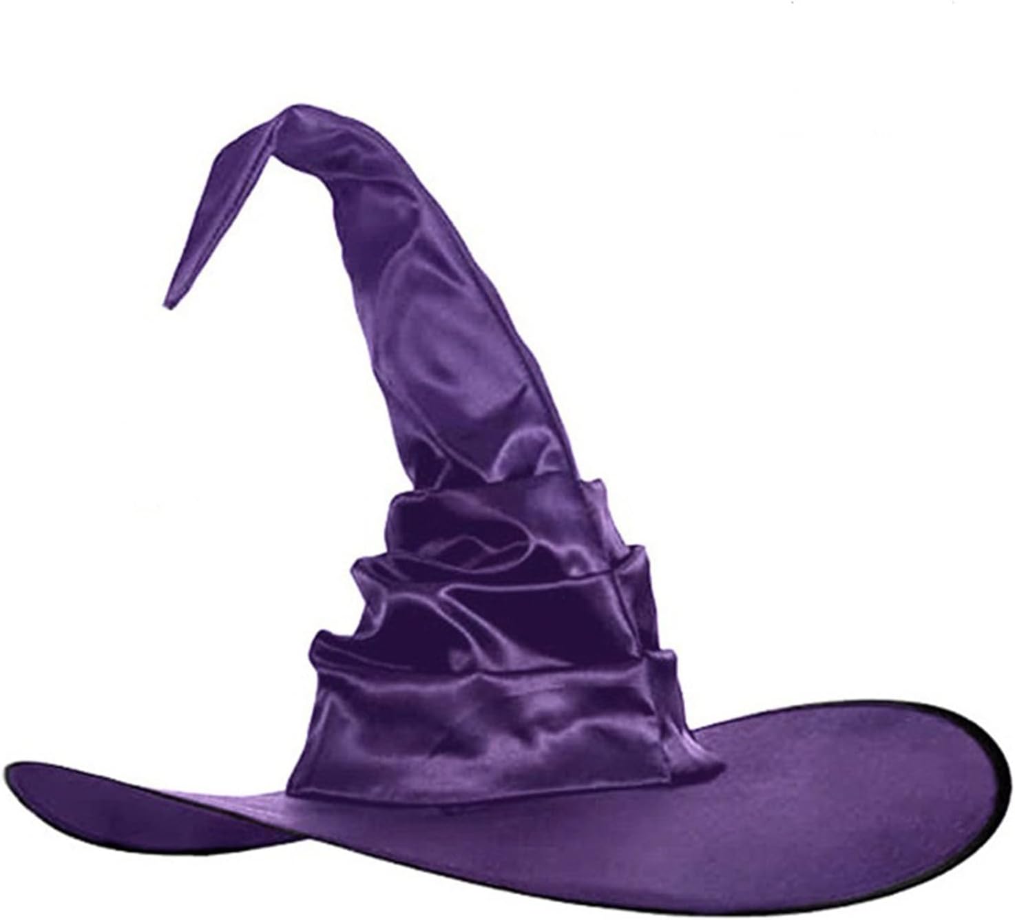 Halloween Witch Hat Black Large Ruched Witch Hat for Women Men Wizard Pointed Cap Cosplay Costume Accessories