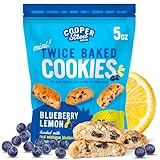 Cooper Street Twice Baked Lemon Blueberry Biscotti Cookies - Light and Crispy Coffee Cookie Bites - Traditional Low Calorie Italian Snacks for Adults & Kids - Kosher, Dairy, Peanut & Soy Free - 5oz