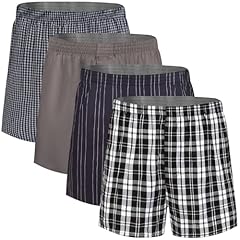 B: Black Plaid Mens Boxers (4-pack)