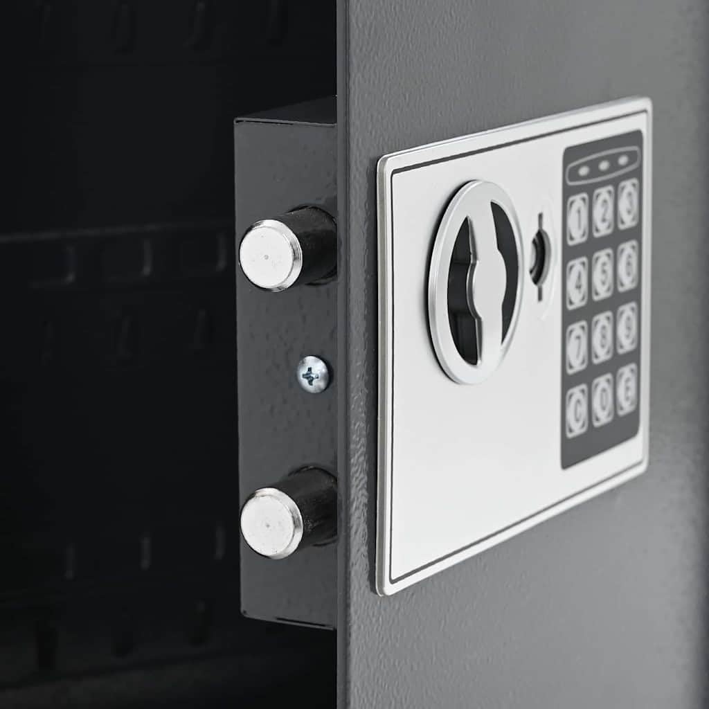 Cassaforte digitale grigio scuro con serratura elettronica, 30 x 10 x 36,5 cm, in acciaio opaco, per documenti, mobili, chiavi e armadietti di sicurezza in ufficio o a casa