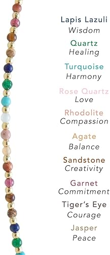 Miniatura 3 de Lotus and Luna Collar delicado curativo de chakras energéticos de 0.079 pulgadas con piedras reales, jade, perla, cuarzo rosa, amatista, piedra lunar