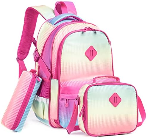 MOHCO Kids Backpack 16 in School Bookbag with Insulated Lunch Box Pencil Case Lightweight Student Bookbag for Girls and Boys