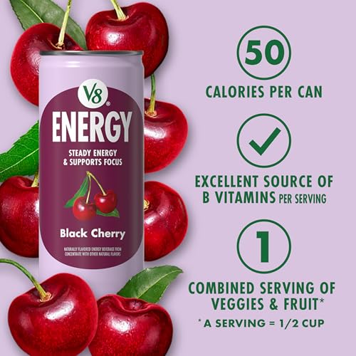 Image of V8 Energy Black Cherry Energy Drink, 8 fl oz Can (6 Pack)