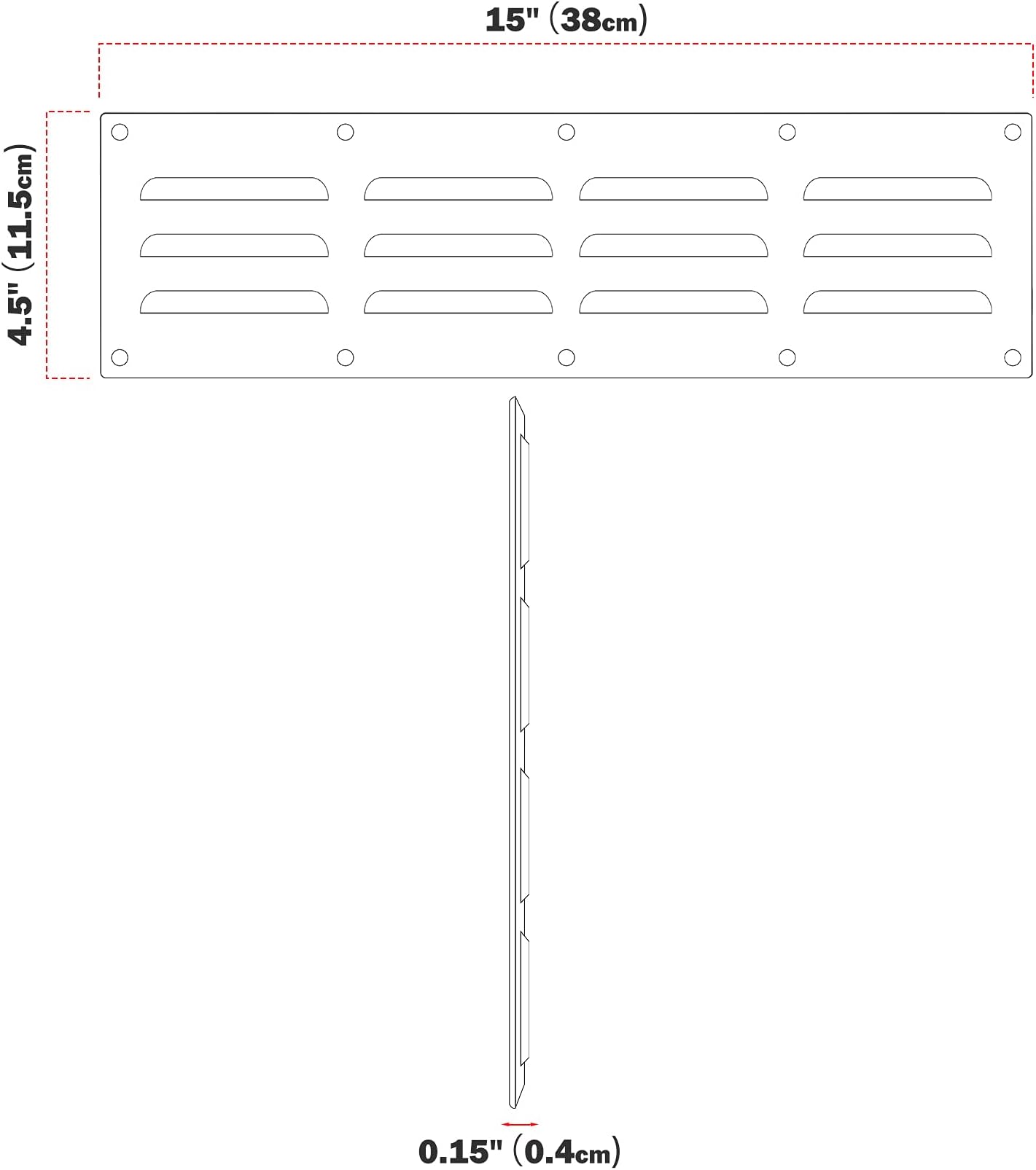 Stanbroil Stainless Steel Venting Panel for Grill Accessory, 15" by 4-1/2"