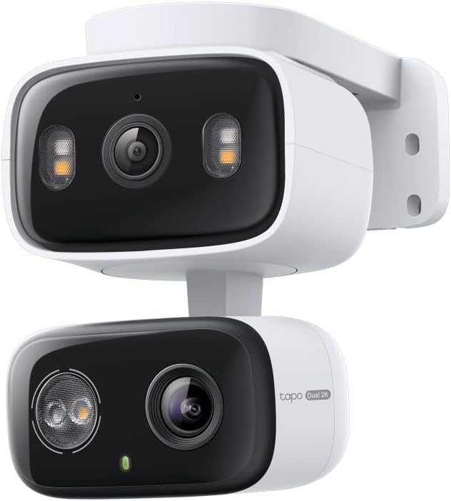 2K Indoor/Outdoor Dual Lens Pan/Tilt Wired Security Camera, C246D | 125° Wide-Angle View + 6mm Zoom, Motion Tracking, Person/Vehicle Detection, Local Storage or Optional Cloud
