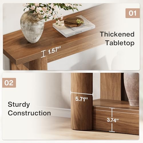 Image of Tribesigns 63-Inch Farmhouse Console Table, Narrow Long Sofa Table Behind The Couch, 2-Tier Storage Entryway Furniture for Hallway, Entrance, Living Room, Rustic Brown
