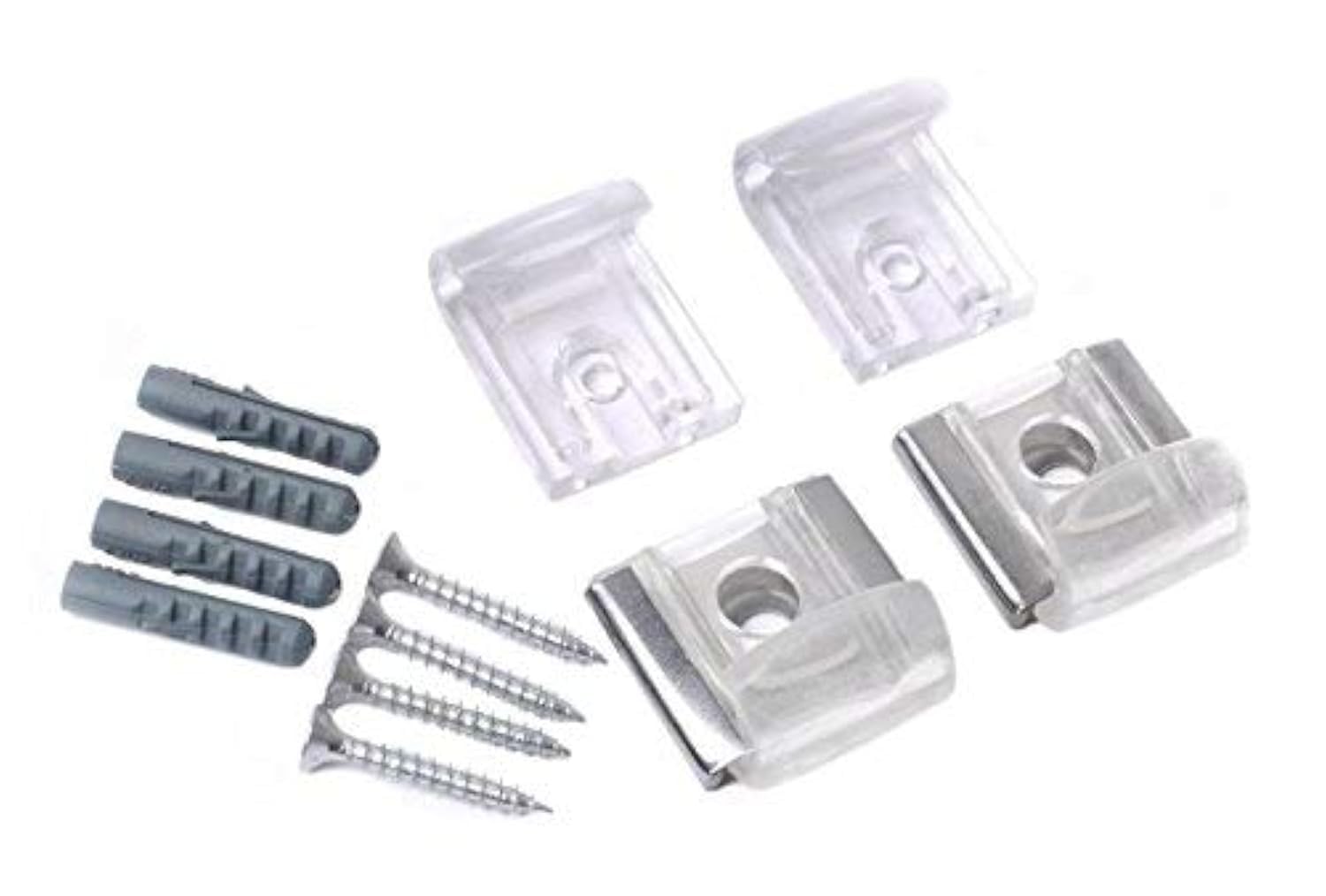 Mirror Glass Panel Wall Hanging Mounting Fixing Kit - Clear Plastic Clips, Hooks, Brackets