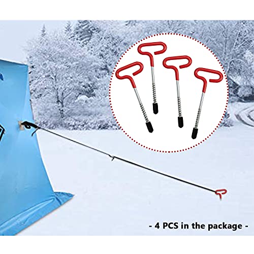 Winter Ice Anchor Drill for Fishing Tent, Frozen Lake Ground Nails Screw Accessories for Securing Ice Shelters, Fishing Rods, Breaking Ice Holes, Set of 4