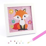 Fire beetle 5D Diamond Art Painting Kit with Wooden Frame Crafts Set for Ages 6-12 Boys and Girls Full Drill Painting by Number Kits for Beginners DIY Supply Set Home Wall Decoration(Fox)